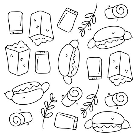 food and drink icons set with line style vector designのイラスト素材