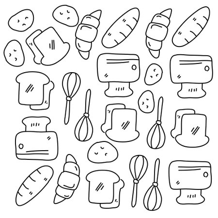 food and drink icons set with line style vector designのイラスト素材