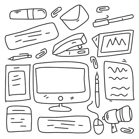 office business icons set with line style vector designのイラスト素材