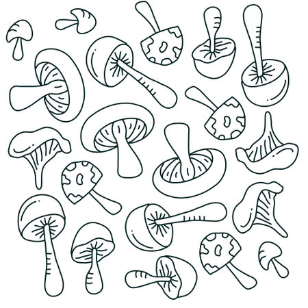 mushroom plant icon set vector designのイラスト素材