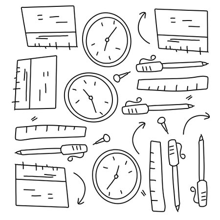 office business icons set with line style vector designのイラスト素材