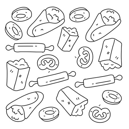 food and drink icons set with line style vector designのイラスト素材