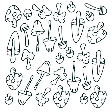 mushroom plant icon set vector designのイラスト素材