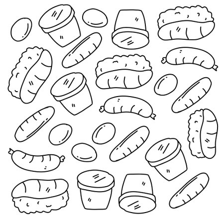 food and drink icons set with line style vector designのイラスト素材