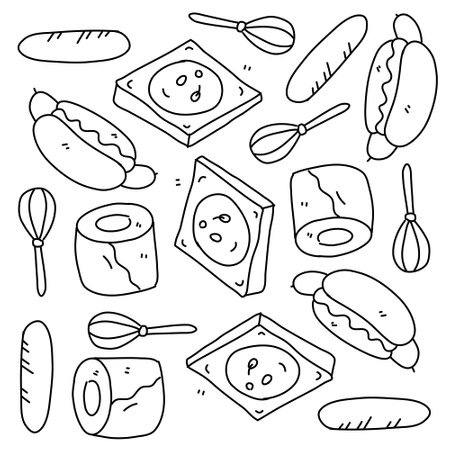 food and drink icons set with line style vector designのイラスト素材