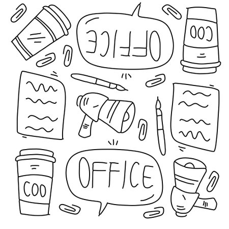 office business icons set with line style vector designのイラスト素材