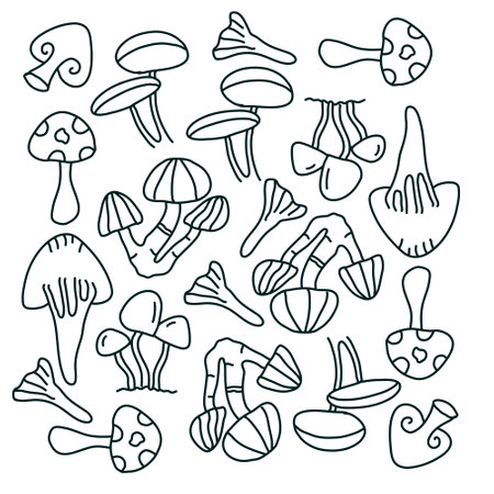 mushroom plant icon set vector designのイラスト素材