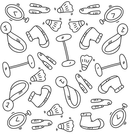 sport icon set with doodle line style vectorのイラスト素材