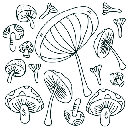 mushroom plant icon set vector designのイラスト素材