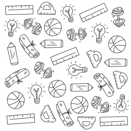 education school icons set with line style vector designのイラスト素材