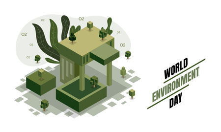 World environment day with isometric style vectorのイラスト素材