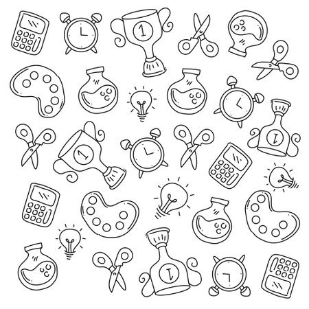 education school icons set with line style vector designのイラスト素材