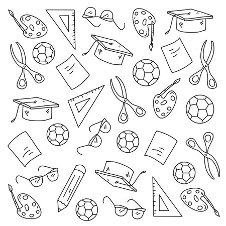 education school icons set with line style vector designのイラスト素材