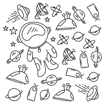 space icon set with line style bundle set vectorのイラスト素材