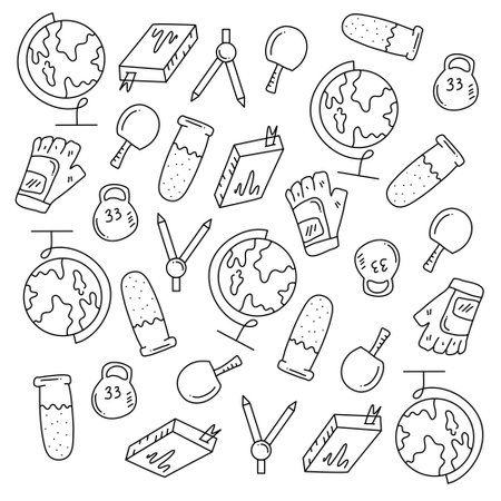 education school icons set with line style vector designのイラスト素材