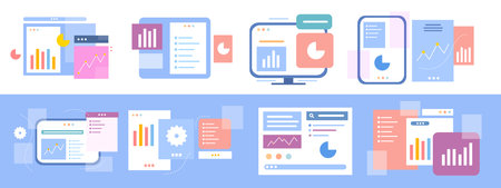 business with computer and infographic vector design &#xD;&#xA;のイラスト素材