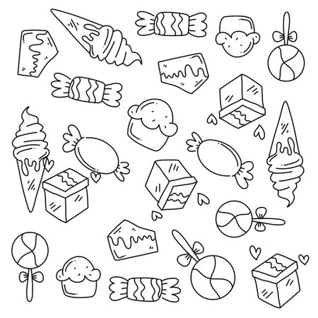 birthday party icons set with line style vector designのイラスト素材