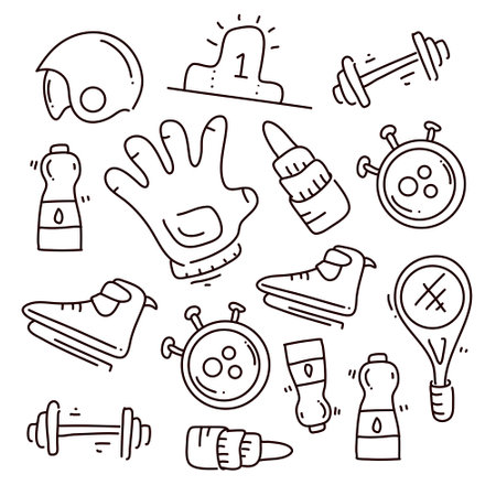 sport icon set with line style bundle set vectorのイラスト素材