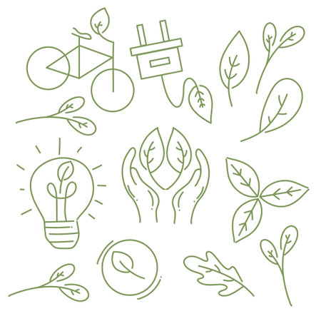 Ecology icons set. Outline illustration of eco icons for web designのイラスト素材