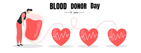 Blood donation concept. Flat design vector illustration. Donate blood.のイラスト素材