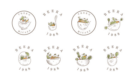 Set of hand drawn vector illustrations of herbs and spices. Vintage style.のイラスト素材