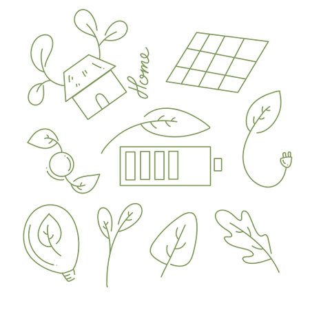 Ecology icons. Vector illustration. Set of green eco symbols.のイラスト素材