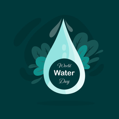 World Water Day. Vector illustration in flat style. Isolated on green background.のイラスト素材