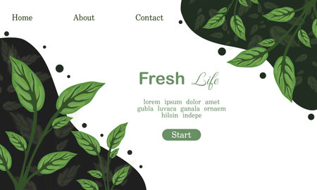 Green leaves background. Hand drawn vector illustration for web design or print.のイラスト素材