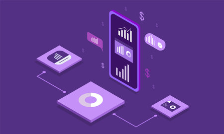 Data analysis concept. Isometric illustration of data analysis concept for web designのイラスト素材