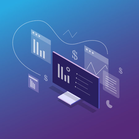 Flat design modern vector illustration concept of web analytics, data analysis, business strategy, financial reporteting research, SEO optimization.のイラスト素材