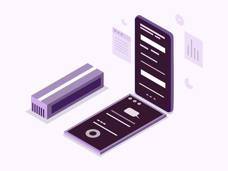 Smartphone isometric icon. Vector illustration in a flat design.のイラスト素材