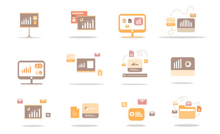 Flat design modern vector illustration icons set of business and marketing.のイラスト素材