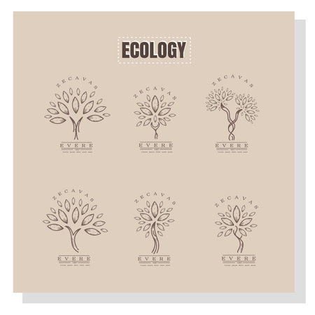 Set of logos and emblems for eco friendly products. Vector illustrationのイラスト素材