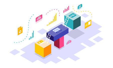 Isometric 3D flat design vector illustration concept for business analysis and planning.のイラスト素材