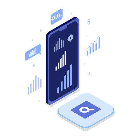 Isometric flat design concept of search engine optimization. Modern vector illustration.のイラスト素材