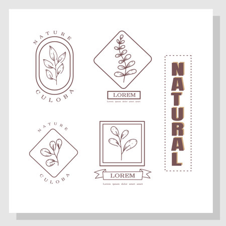 Set of organic labels, badges, logos and design elements. Vector illustrationのイラスト素材