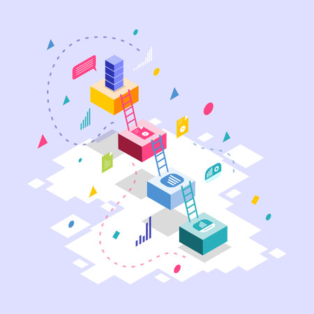 Flat design isometric vector illustration concept of business strategy, success and strategy.のイラスト素材