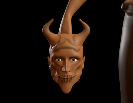 Devil's head isolated on black background. 3D rendering.