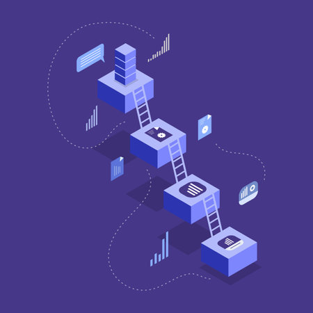 Isometric flat design concept of data management, cloud computing, online support.のイラスト素材