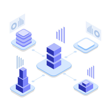 Isometric flat design concept of cloud computing and data storage. Vector illustrationのイラスト素材