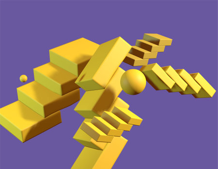 3d render of golden pyramid. Abstract background for your design.の写真素材