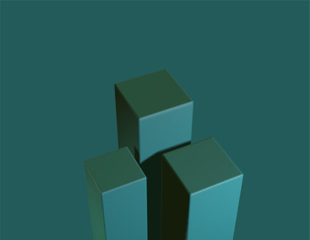 abstract 3d cubes on a green background,3d renderの写真素材