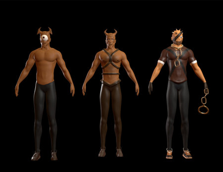 3d render of a figure in different poses and attitudes.の写真素材