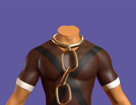 Mannequin with gold chain on a purple background. 3d renderingの写真素材