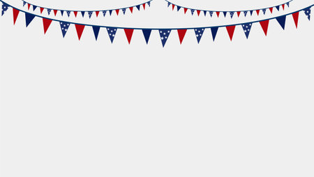 USA Independence day background with flags and confetti. Vector illustration.のイラスト素材