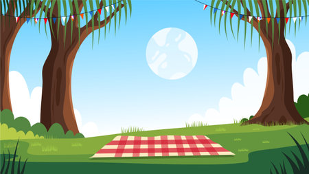 Picnic in the park. Picnic in the park. Vector illustrationのイラスト素材