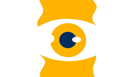 Orange surreal eye with abstract shapes on white backgroundのイラスト素材