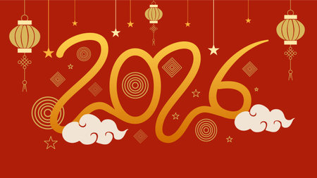 Happy new year. Chinese New Year. Vector illustration. Festive background.