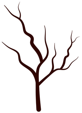 Bare tree branch silhouette with simple brown trunk vector styleのイラスト素材