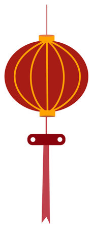 Red and gold chinese lantern hanging festive decorationのイラスト素材